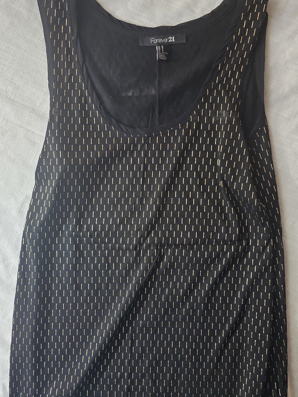 Forever 21 Black Tank Top with Gold Stitch Detail